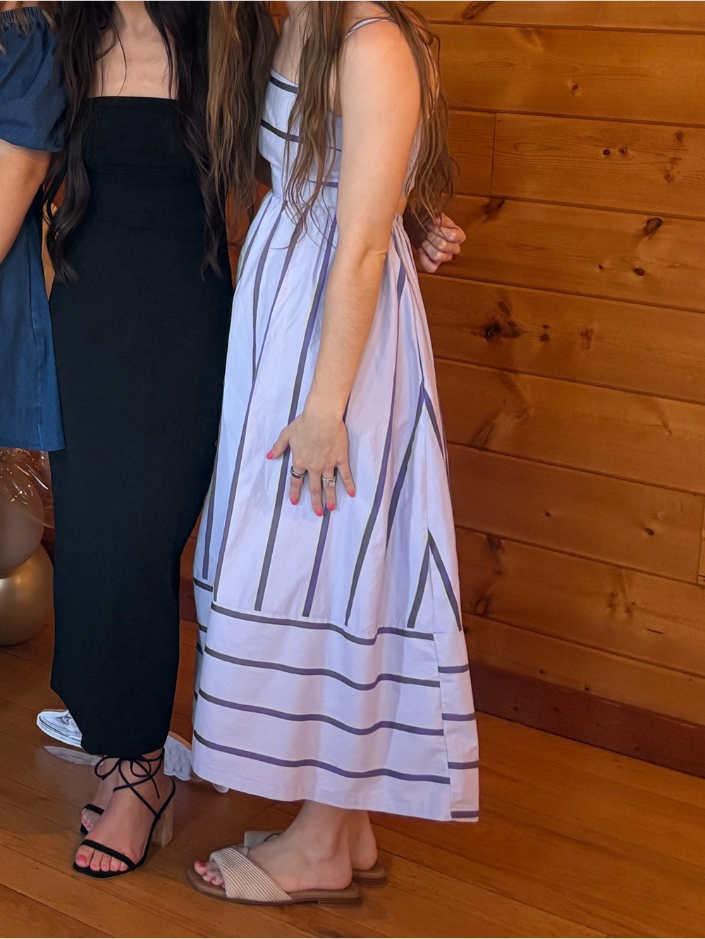 Purple striped Midi Dress - Women's Summer Dress